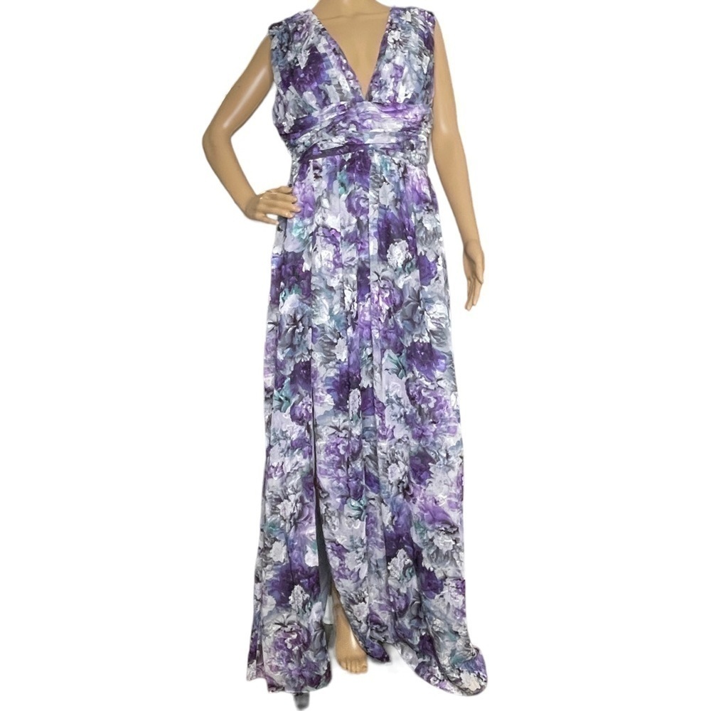 Dress the Population Jaclyn maxi dress purple floral NWT Large